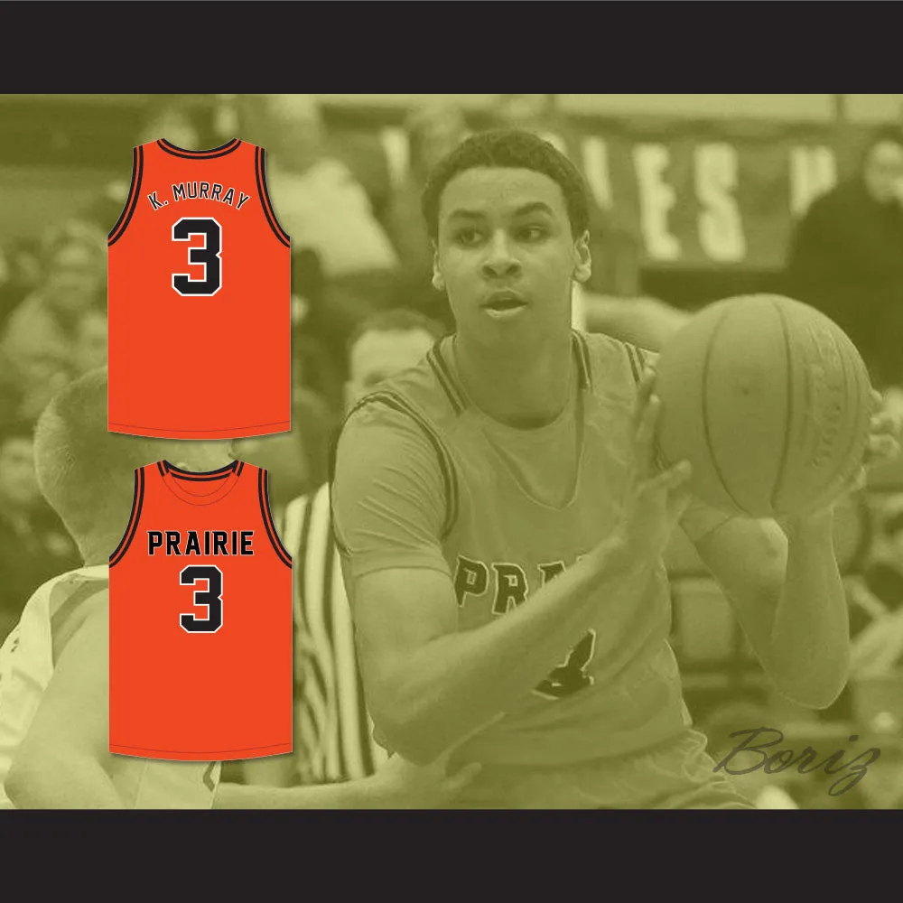 Keegan Murray 3 Prairie High School Hawks Orange Basketball Jersey 2
