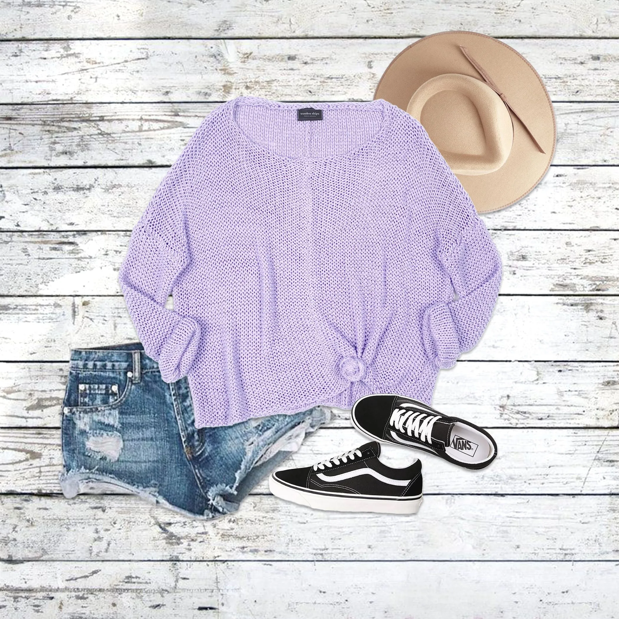 Key West Crew Cotton Sweater - Lavender - SALE