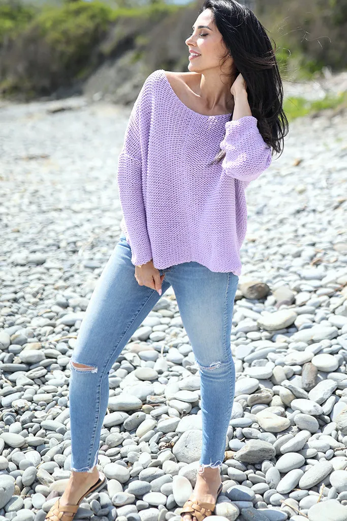 Key West Crew Cotton Sweater - Lavender - SALE