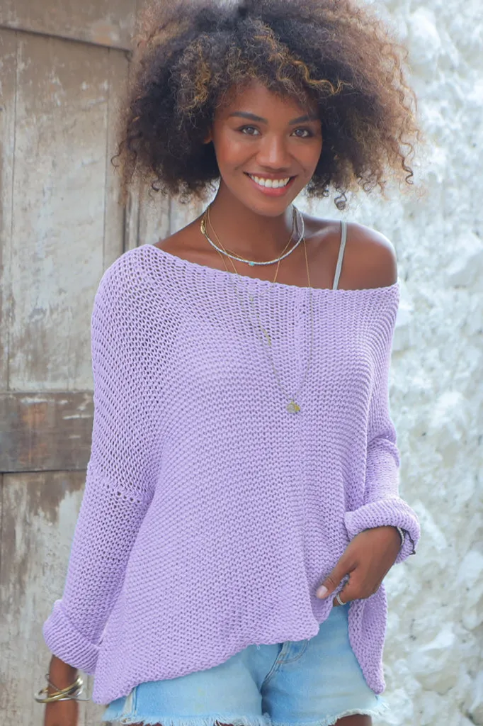 Key West Crew Cotton Sweater - Lavender - SALE