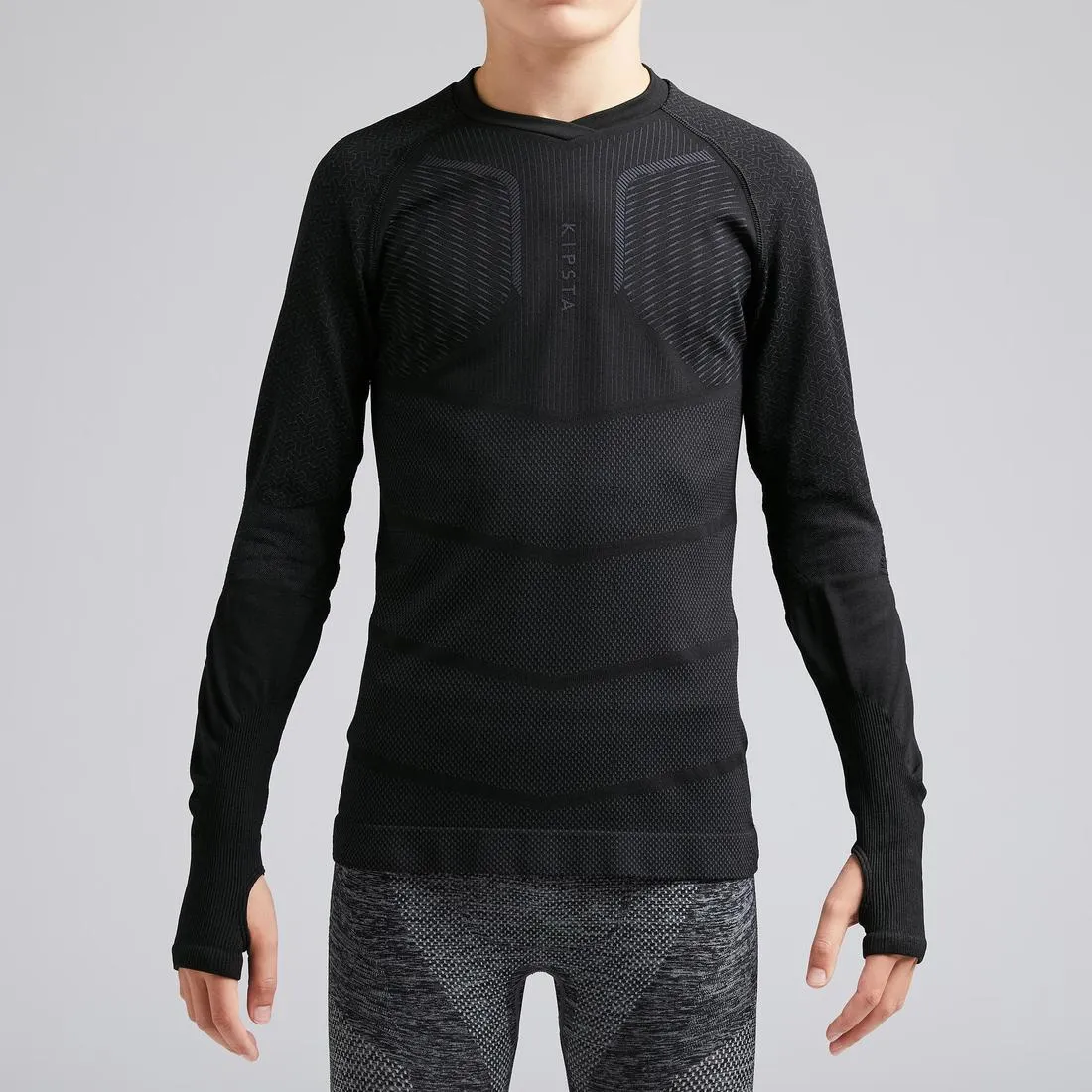 Kids' Long-Sleeved Football Base Layer Top Keepdry 500