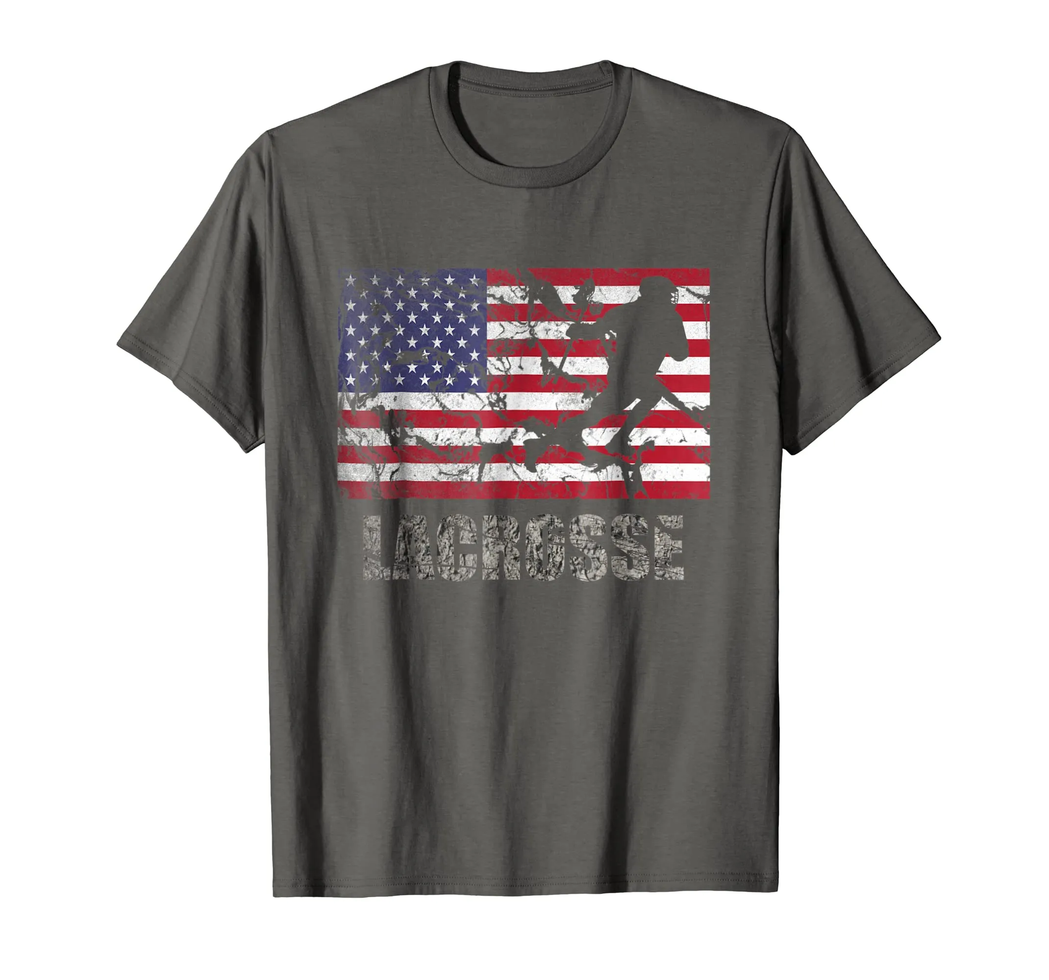 Lacrosse American Flag T-Shirt Usa Flag Fan Vintage Retro