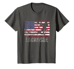 Lacrosse American Flag T-Shirt Usa Flag Fan Vintage Retro