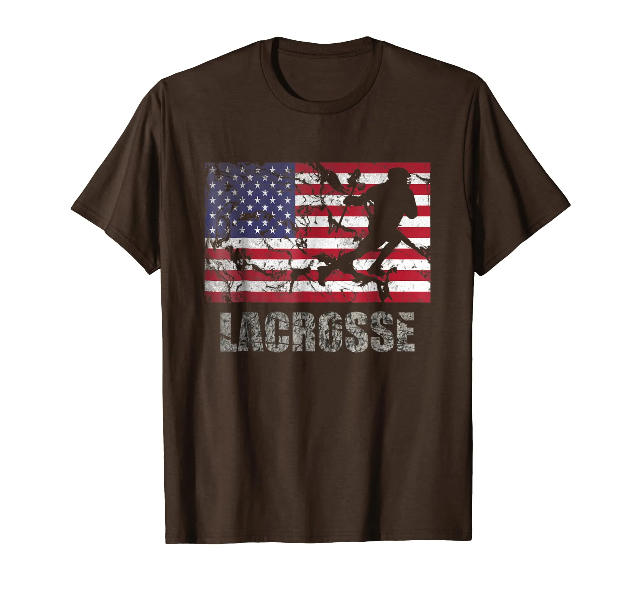 Lacrosse American Flag T-Shirt Usa Flag Fan Vintage Retro