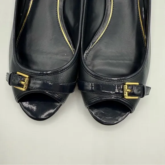 Lauren Ralph Lauren Madison Peep Toes Wedge Pumps Size 9B