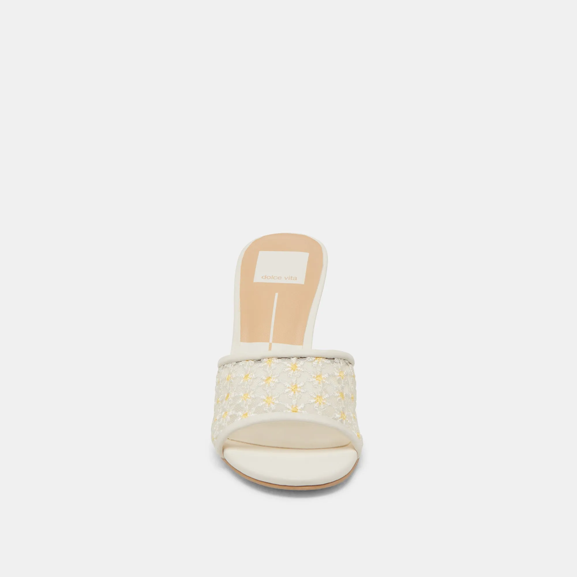 LAVENA FLORAL HEELS WHITE YELLOW FLORAL MESH