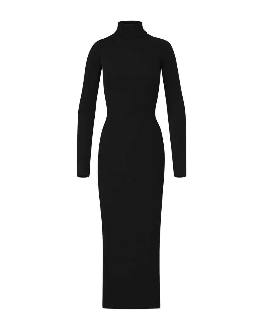 Long Sleeve Turtleneck Maxi - Black
