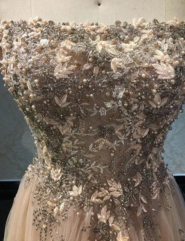 Luxurious A Line Off The Shoulder Evening Dress Prom Dress with Appliques TP0842