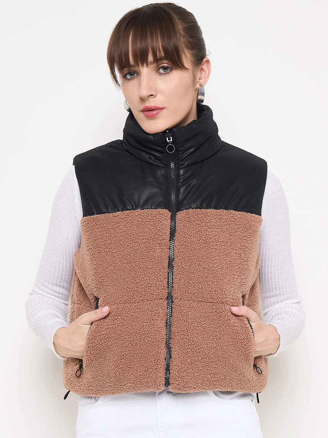 Madame Quilted Reversible Faux Fur Black Zipper Jacket