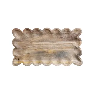 Mango Wood Tray w/ Scalloped Edge
