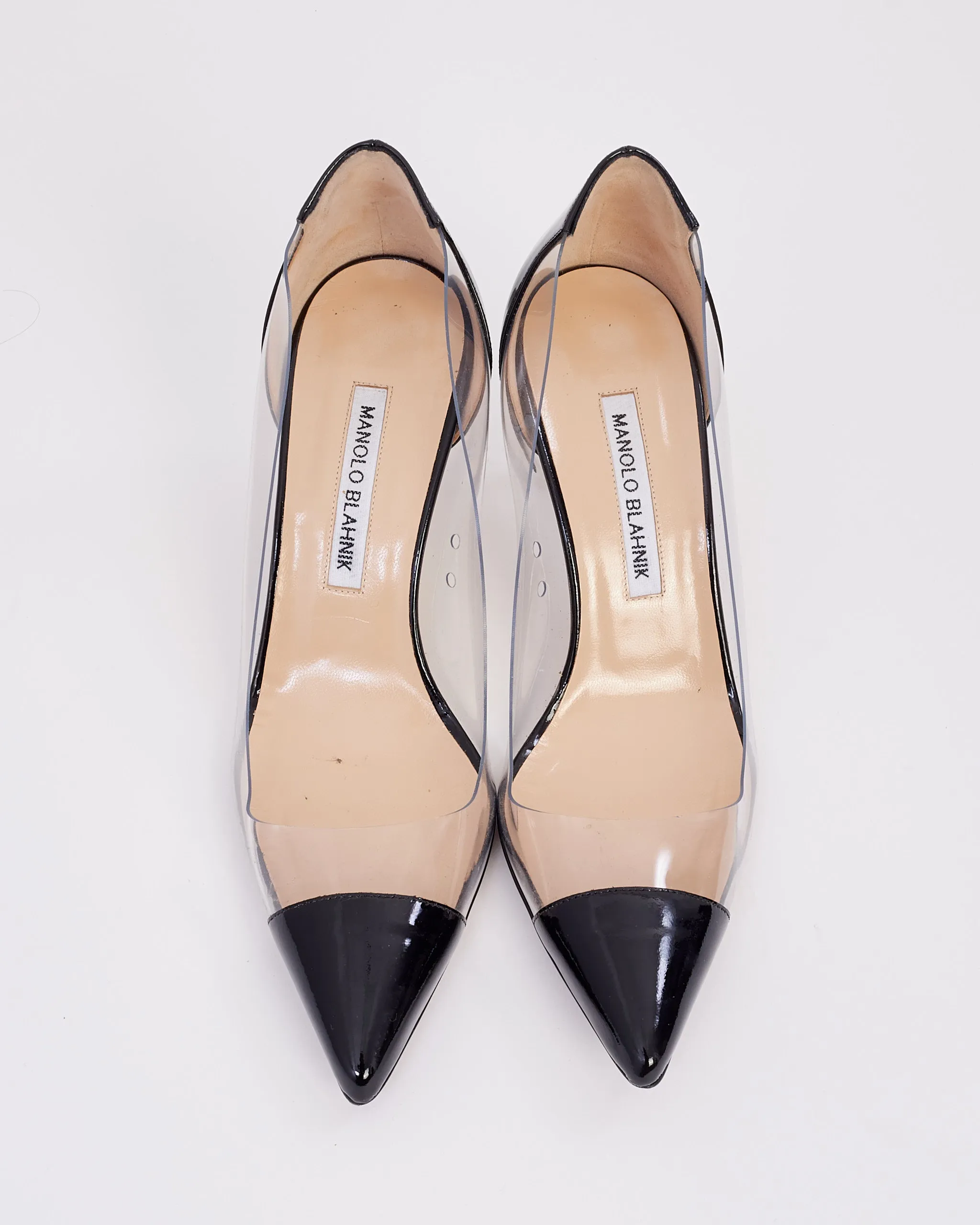 Manolo Blahnik Black Patent PVC Clear Pumps - 38.5