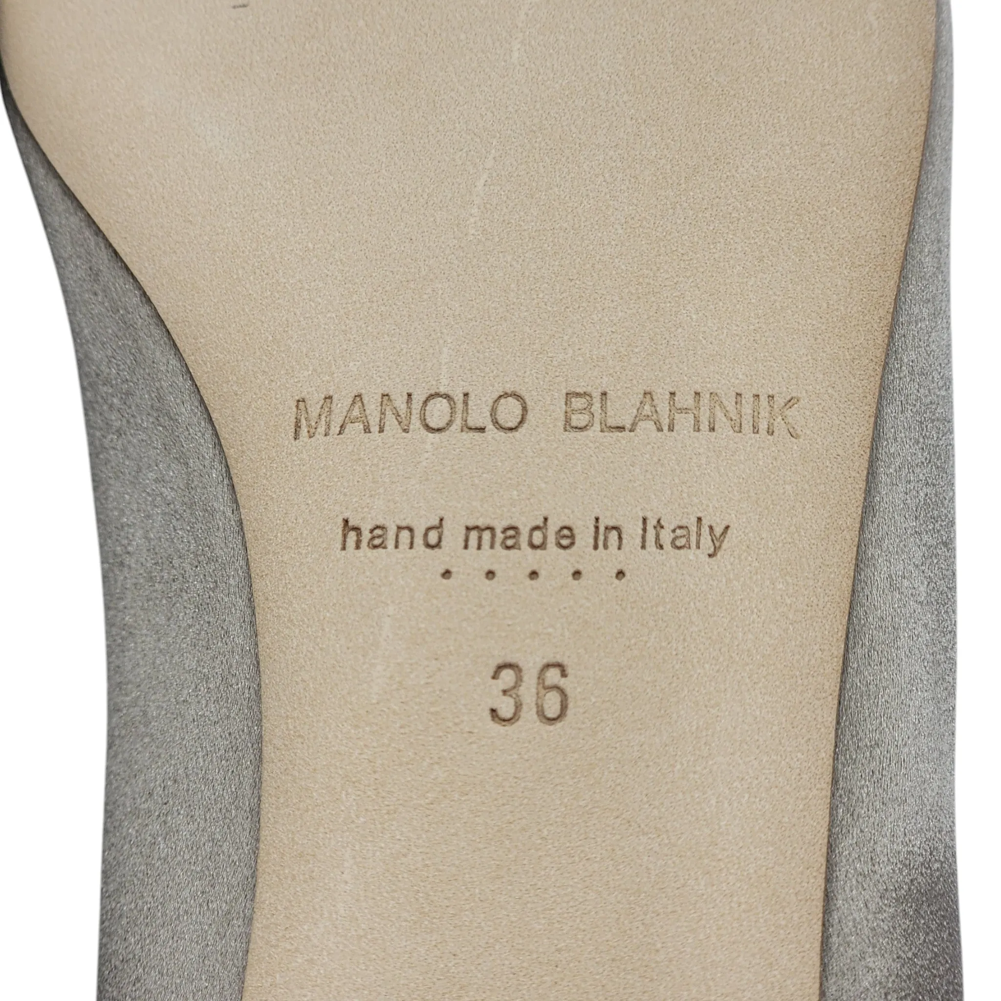 Manolo Blahnik Hangisiflat Jewel Buckle Flat Pumps - Satin - Champagne 36