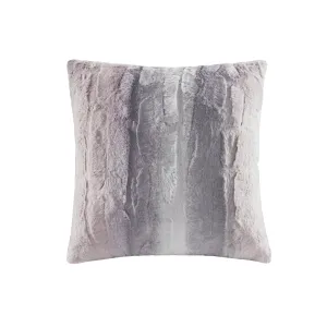 Marselle Faux Fur Square Pillow Blush/Grey
