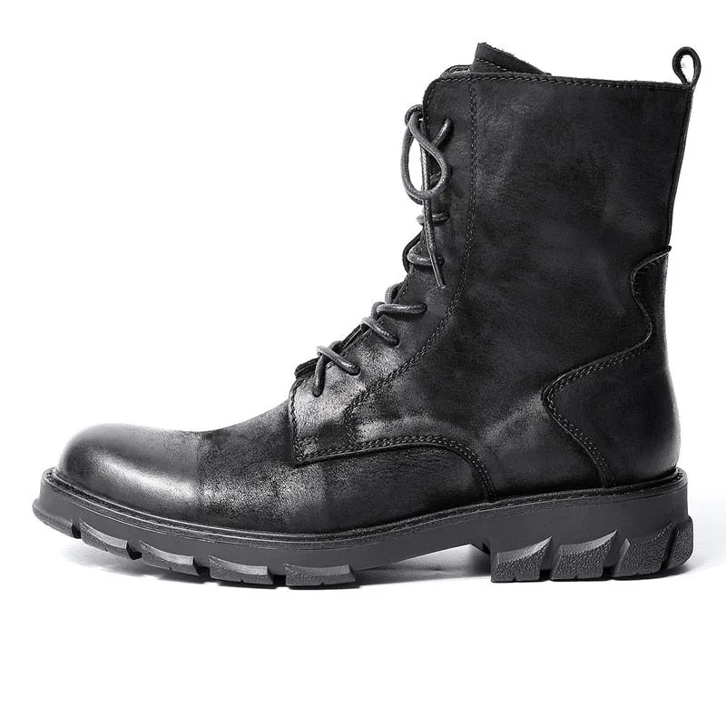 Men Retro Thick Heel Soliders Ridding Boots Work Safety