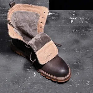 Men Retro Thick Heel Soliders Ridding Boots Work Safety