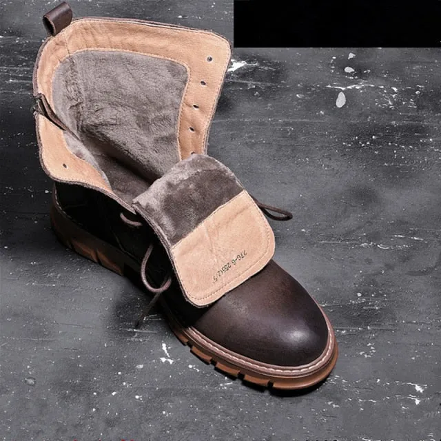Men Retro Thick Heel Soliders Ridding Boots Work Safety