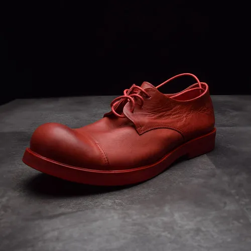 Men round head thick bottom soft leather retro shoes