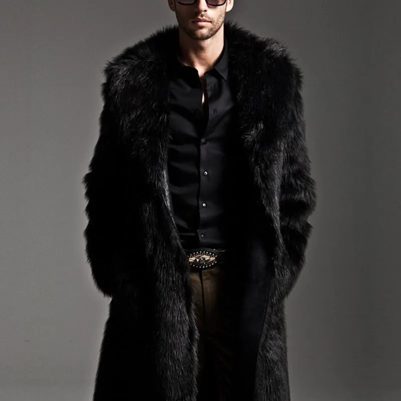 Men's Faux Fur Long Coat 2 Color Options