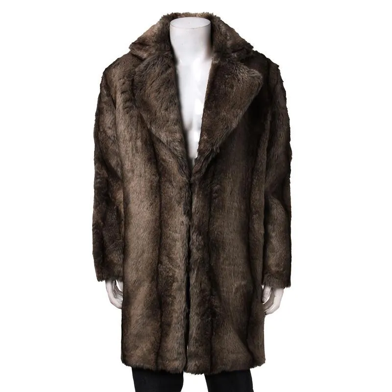 Men's Faux Fur Long Coat 2 Color Options