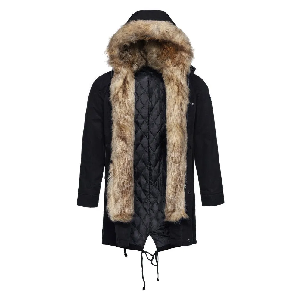 Men's Faux Fur Medium-Long Thickening Coat Up To 2XL