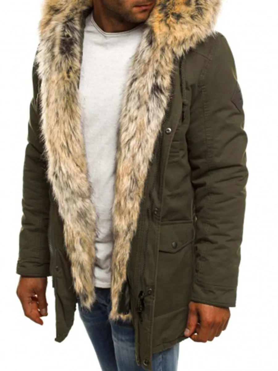 Men's Faux Fur Medium-Long Thickening Coat Up To 2XL