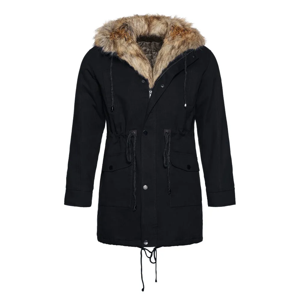 Men's Faux Fur Medium-Long Thickening Coat Up To 2XL