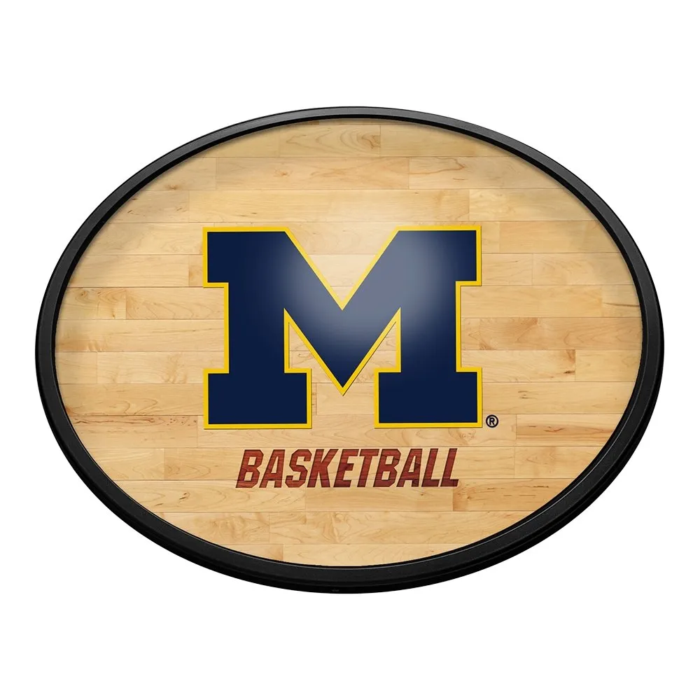 Michigan Wolverines: Hardwood - Oval Slimline Lighted Wall Sign