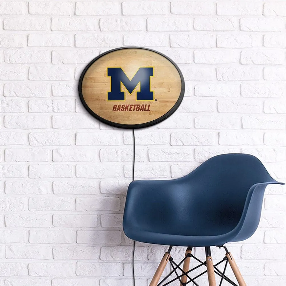 Michigan Wolverines: Hardwood - Oval Slimline Lighted Wall Sign