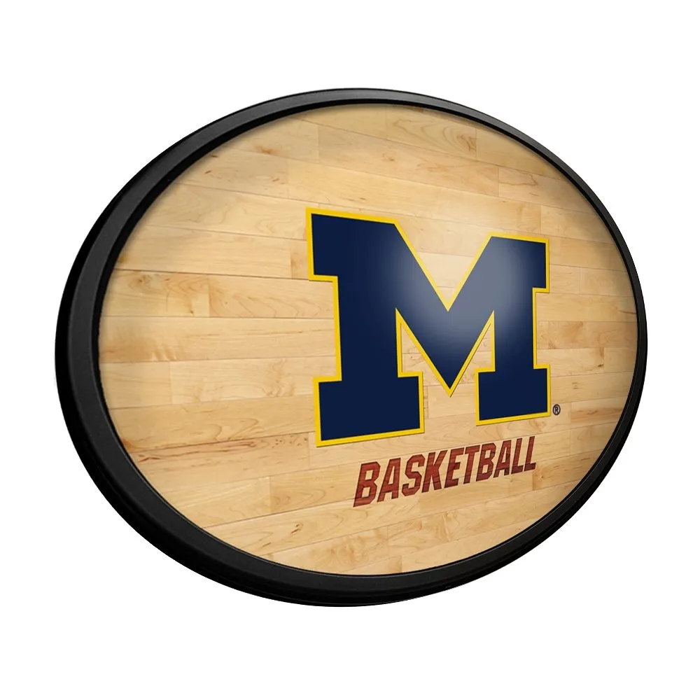 Michigan Wolverines: Hardwood - Oval Slimline Lighted Wall Sign