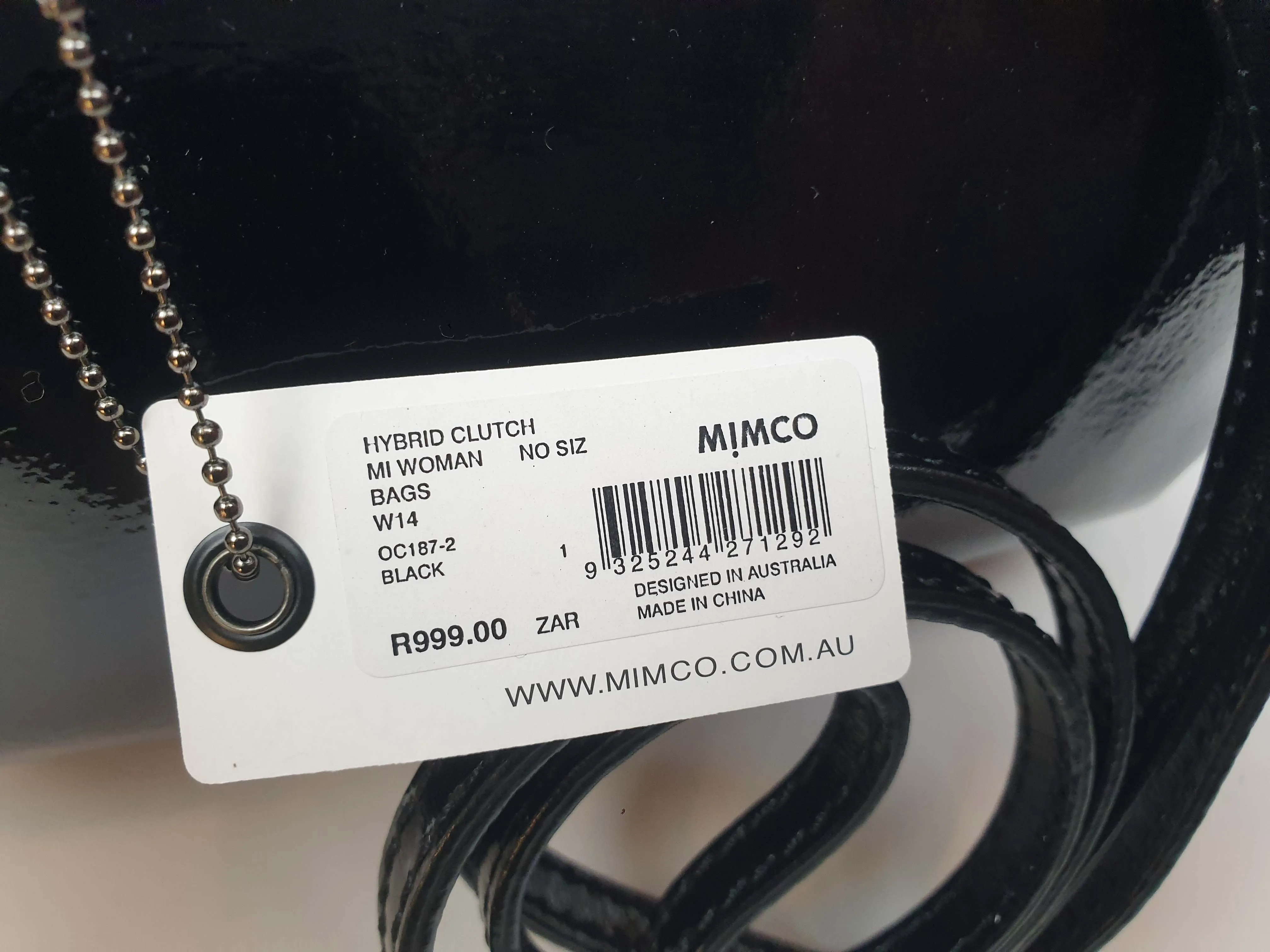 Mimco patent leather clutch/handbag (as new with tags)