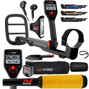 Minelab GO FIND 66 Metal Detector with PRO FIND 35, Finds Pouch, and Black Carry Bag