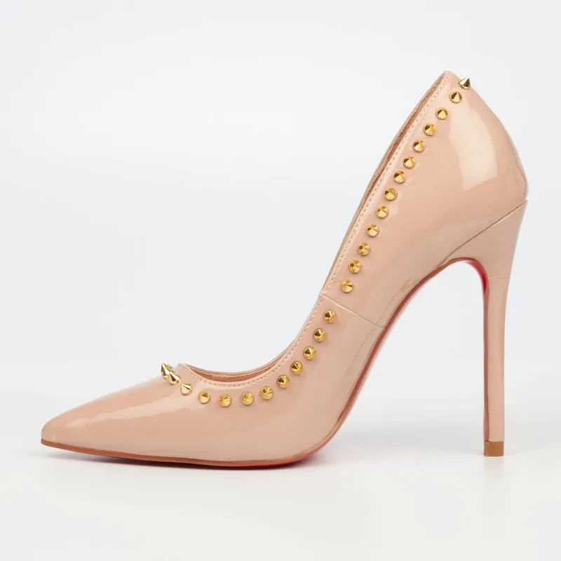 Miss Black  Patent Diamand studs Stiletto-Nude