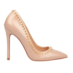 Miss Black  Patent Diamand studs Stiletto-Nude