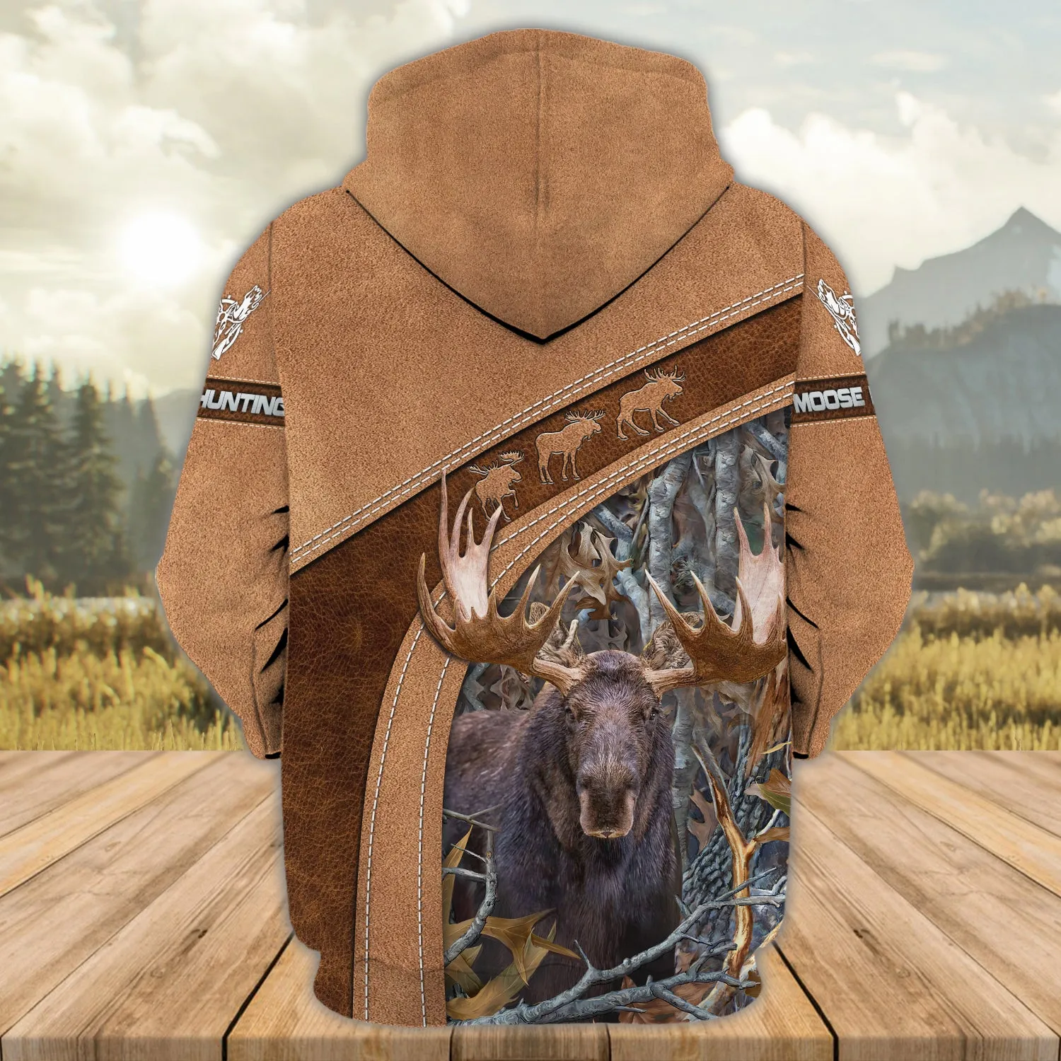 Moose Hunting - Personalized Name 3D Zipper Hoodie - 134