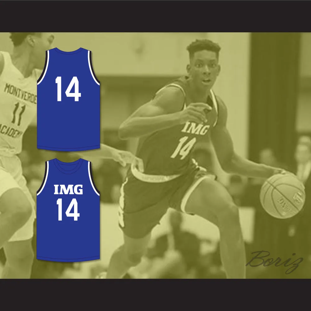 Moussa Diabate 14 IMG Academy Blue Basketball Jersey 1