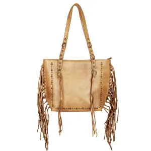 MWRG-038 Montana West Hand Painted Real Leather Collection Concealed Carry Tote-Tan