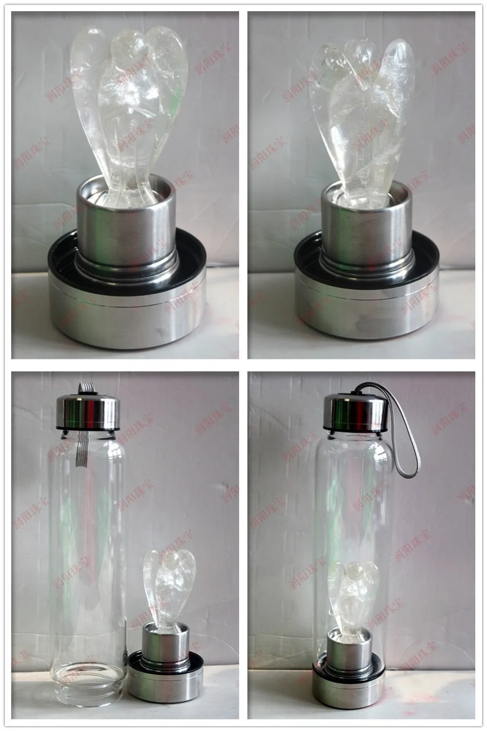 Natural Angel Crystal Water Bottles - Hand Carved