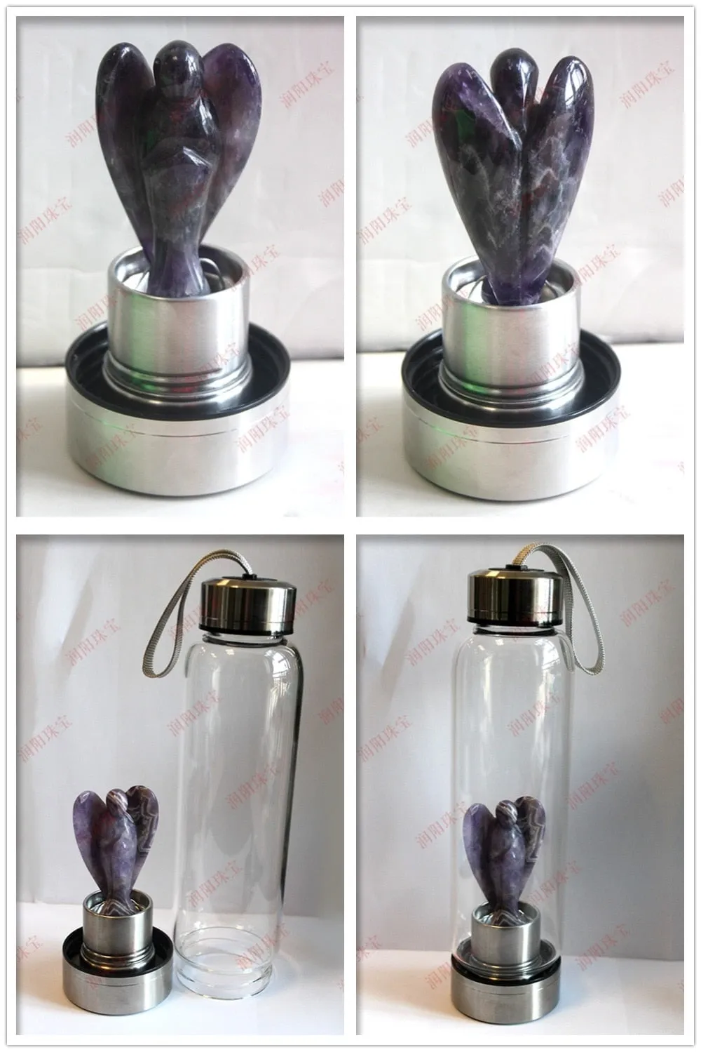 Natural Angel Crystal Water Bottles - Hand Carved