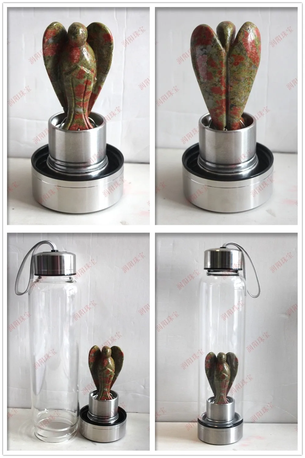 Natural Angel Crystal Water Bottles - Hand Carved