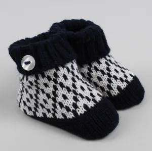 Navy Baby knitted Booties Newborn to 6 months