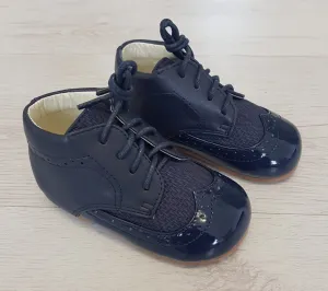 Navy brogue style boots