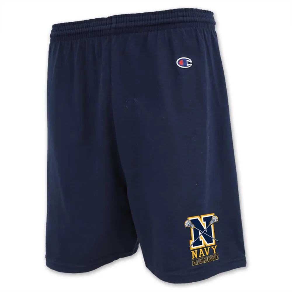 Navy Champion Lacrosse Logo Cotton Short
