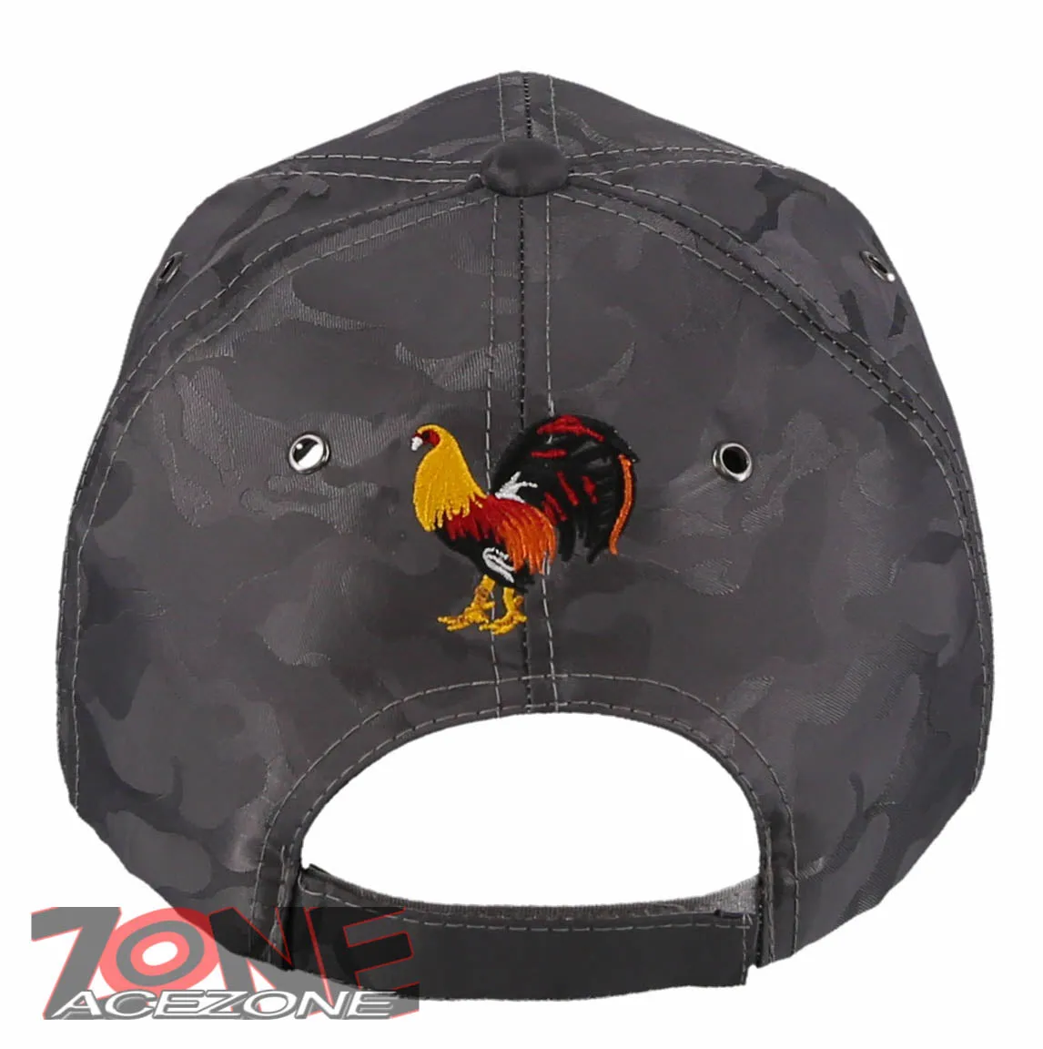 NEW! BIG COCK ROOSTER FIGHT BASEBALL CAP HAT GREY ALL CAMOUFLAGE