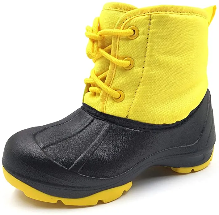 New Kids Amoji Waterproof Winter Boots! Easy-slip on design! Sz 3-4, Yellow, Retails $45 