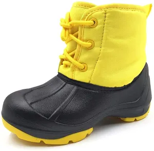 New Kids Amoji Waterproof Winter Boots! Easy-slip on design! Sz 3-4, Yellow, Retails $45 