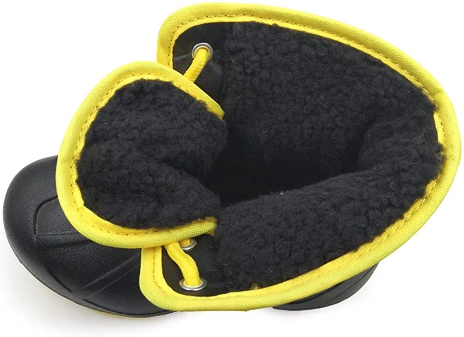 New Kids Amoji Waterproof Winter Boots! Easy-slip on design! Sz 3-4, Yellow, Retails $45 
