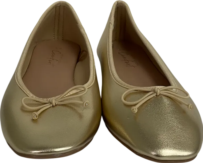 New Look Gold Metallic Leather-look Ballerina Pumps UK 5 EU 38 👠