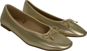 New Look Gold Metallic Leather-look Ballerina Pumps UK 5 EU 38 👠