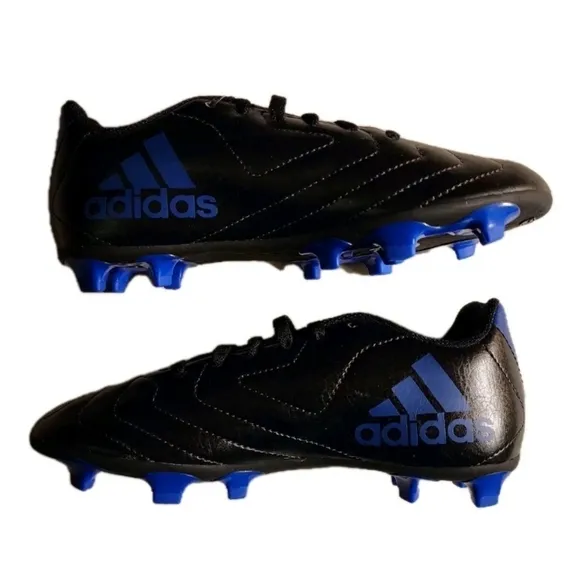 NEW NIB Adidas Goletto VII FG Unisex Soccer Cleats Youth Size 2.5 Black &amp; Blue