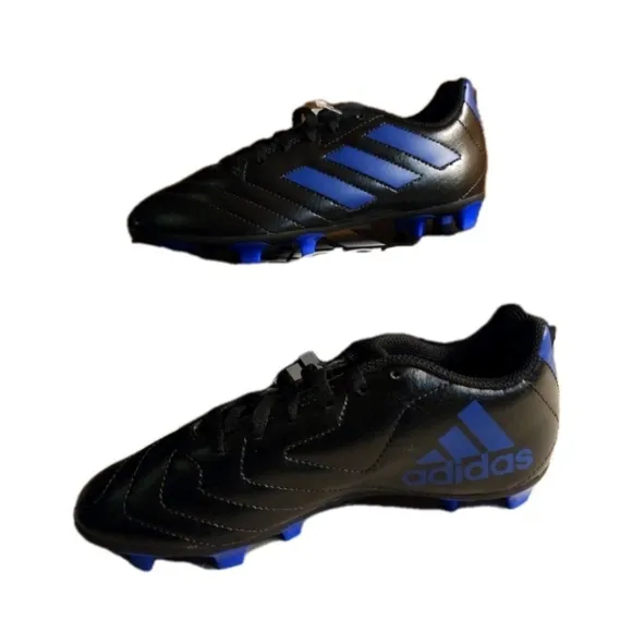 NEW NIB Adidas Goletto VII FG Unisex Soccer Cleats Youth Size 2.5 Black &amp; Blue